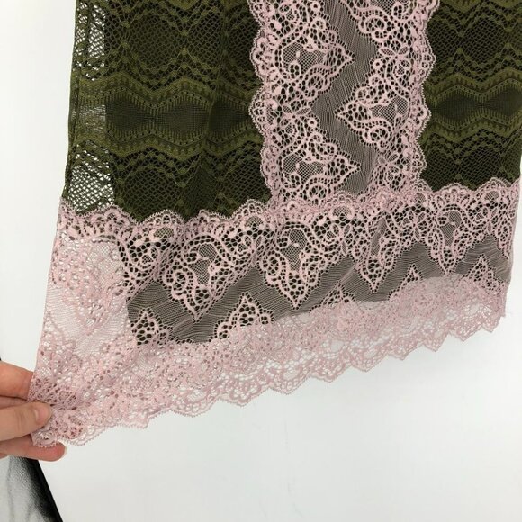 Free People Natasha Pink Green lace halter  mini bodycon dress - Picture 12 of 16